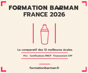 Formation barman France 2026 — comparatif des 12 meilleures écoles de barman et flair bartending